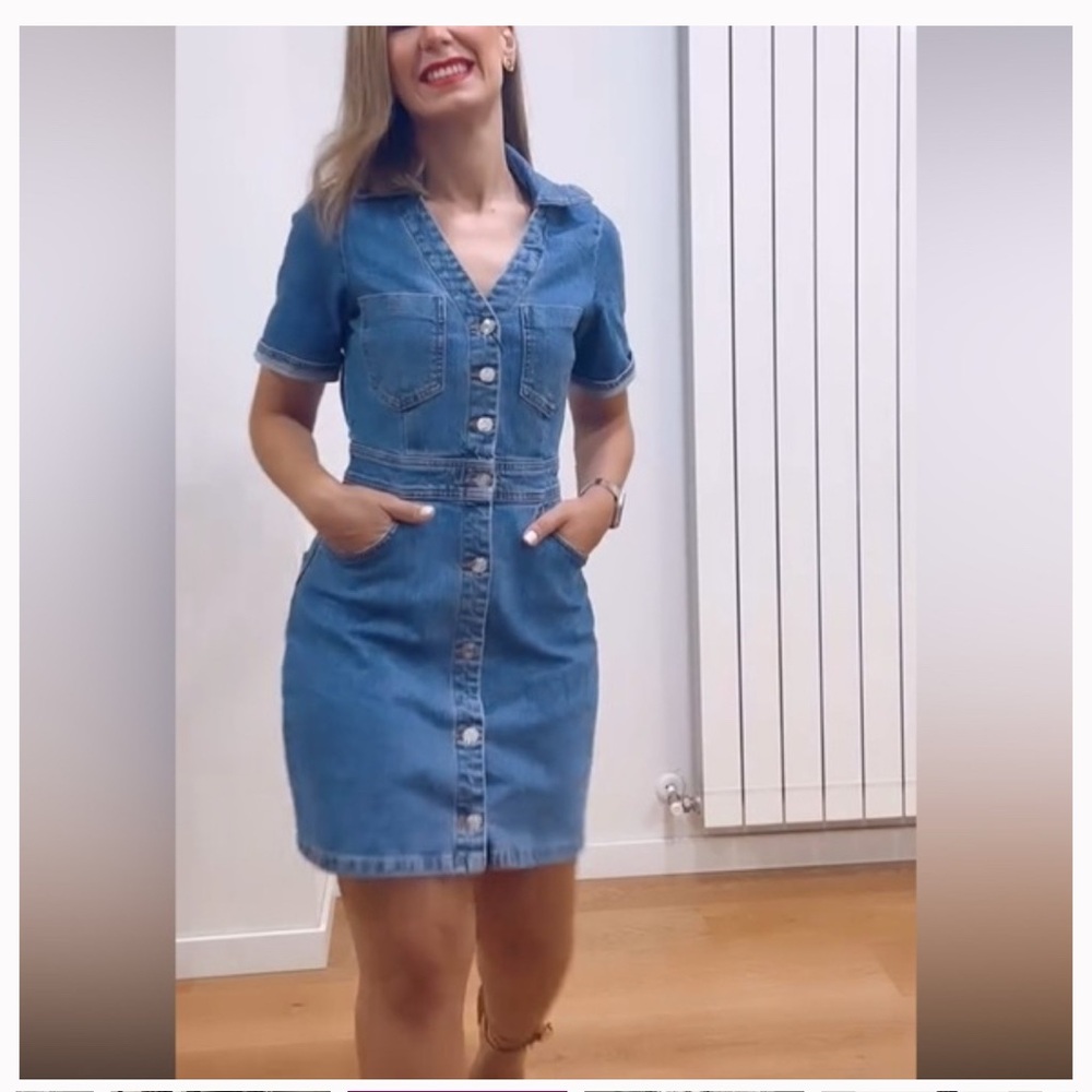 Z1975 MINI DENIM SHORT SLEEVE DRESS MID-BLUE . SIZE LARGE